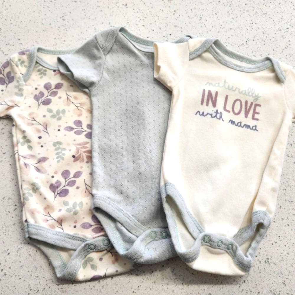 💜2 for $12Kyle & Deena NY Naturally In Love 3 baby blue pastel purple onsies